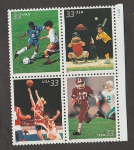 U.S. Scott #3399-3402 Youth Team Sports Stamp - Mint NH Block of 4