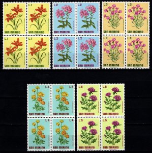 San Marino 1971 Flowers, Part Set blocks to 5l [Mint]