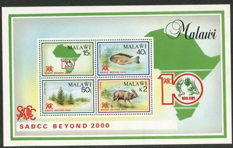 MALAWI Sc#573a 1990 SADCC Anniversary Nature Souvenir Sheet OG Mint Hinged