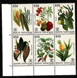 Vatican City-Sc#910-unused NH block of 6-Plants of the New W