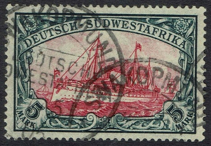 GERMAN SOUTH WEST AFRICA 1901 YACHT 5MK NO WMK USED 