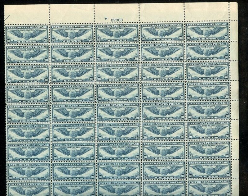 UNITED STATES #C24 30c WINGED GLOBE SHEET (50) MINT NEVER HINGED 