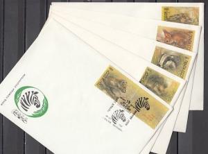 Russia, Scott cat. B152-B156. Zoo Relief Fund issue on 5 First day covers. ^