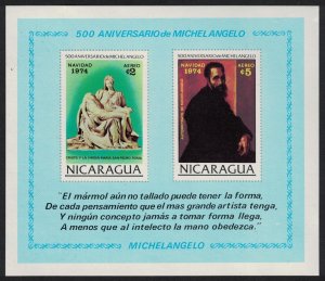 Nicaragua Christmas 500th Birth Anniversary of Michelangelo MS 1974 MNH