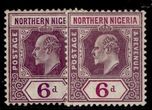 NORTHERN NIGERIA EDVII SG35 + 35a, 6d SHADE VARIETIES, M MINT. Cat £12.