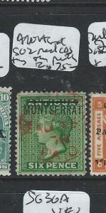 MONTSERRAT (P2507B) QV 6D ON ANTIGUA FANTASTIC RED SON CDS SG2 VFU ALAS A TINY T