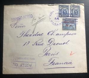 1932 Panama Early Airmail First Flight Cover FFC to Paris France Sunburst Seal