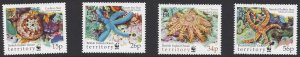 British Indian Ocean Territory #231-4, MNH set, WWF star fish, issued 2001