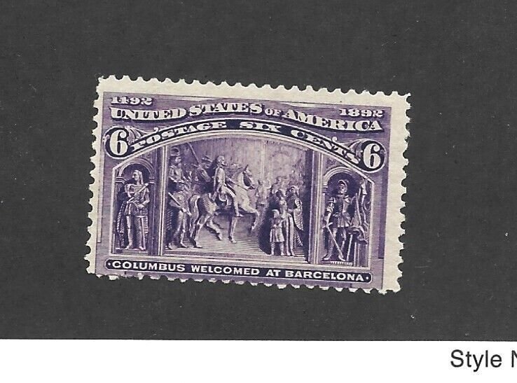 United States Scott 235 Six-Cent Columbian Expo Unused Hinged