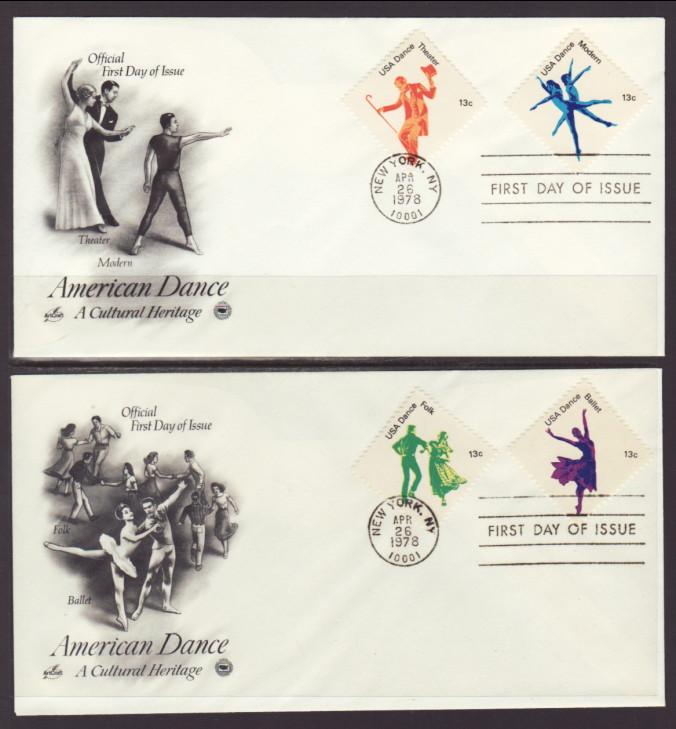 US 1749-1752 Dance PCS S/2 U/A FDC