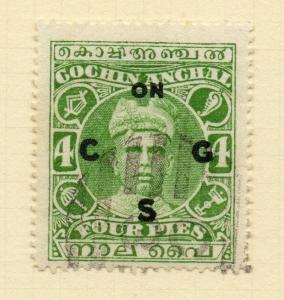 India Cochin 1913 Early Issue Fine Used 4p. Optd 200445