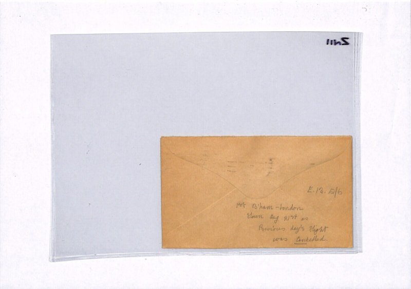 GB Air Mail Cover FIRST FLIGHT Birmingham London Poste Restante 1934 ZN11