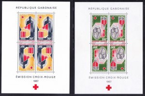 Gabon C54a & C55a MNH OG 1967 Blood Donor & Bottles Souvenir Sheets w/Cover