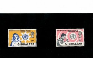 Gibraltar 1968 - World Health - Nurse - Set of 2 stamps - Scott #213-14 - MNH