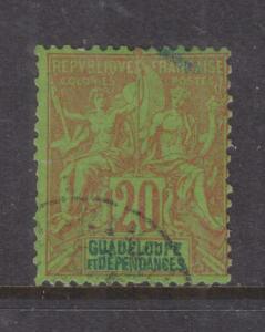 GUADELOUPE, 1892 Tablet, 20c. Red on Green, used.