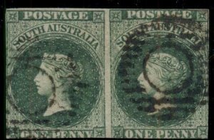 AUSTRALIAN STATES - South Australia #1, 1p dark green, pair, used, Scott $1,050