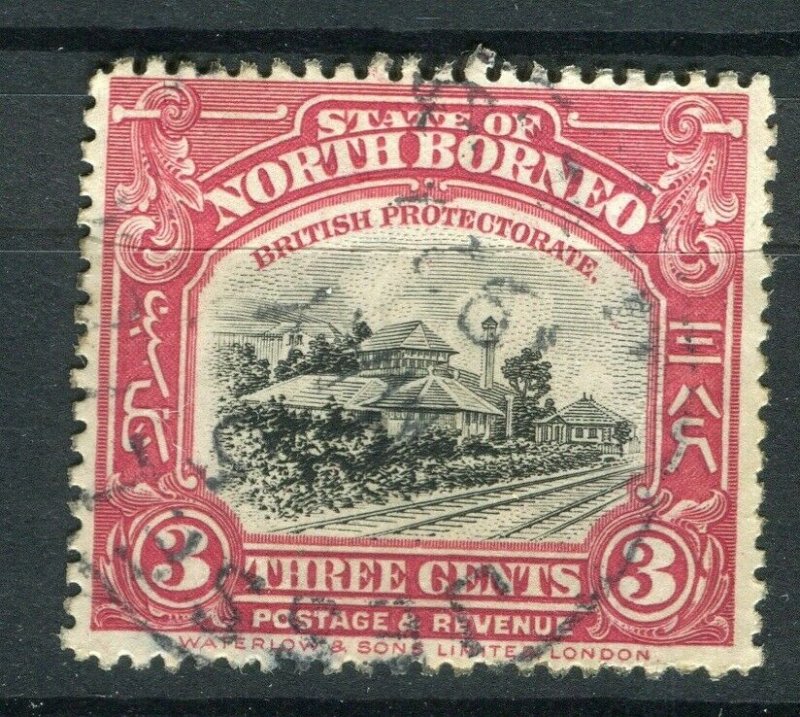 NORTH BORNEO; 1920s early pictorial issue fine used 3c. value Postmark