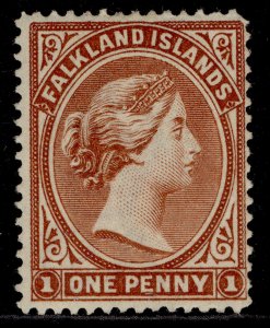 FALKLAND ISLANDS QV SG18a, 1d brown, UNUSED. Cat £180. 