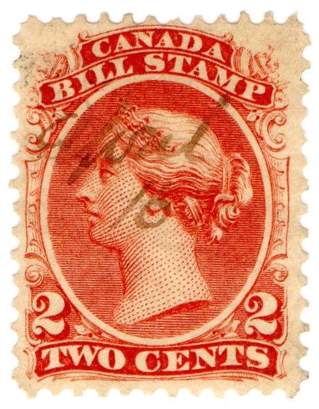 (I.B) Canada Revenue : Bill Stamp 2c (1865)