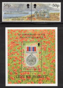 SOUTH GEORGIA 1995 End of WW II Anniversary; Scott 199a, 200; MNH