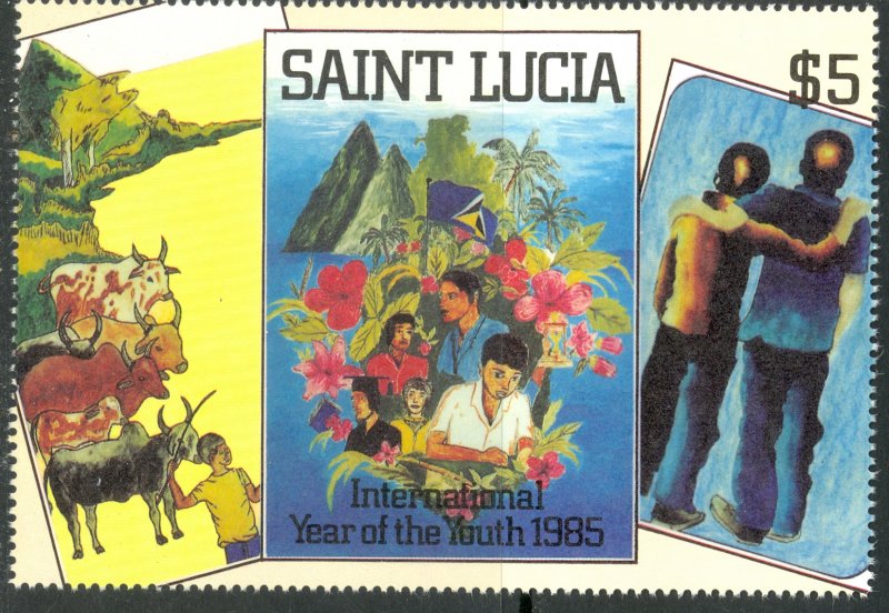 ST LUCIA 1985 $5 From International Year of the Youth Souvenir Sheet Sc 795a MNH