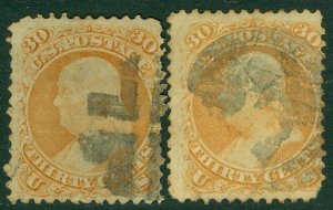 EDW1949SELL : USA 1861 Scott #71. 2 stamps. Used. Minor faults. Catalog $420.00.