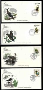 Flora & Fauna of the World #194-Birds-Ducks-Pheasant-Stilt-four different FDCs w