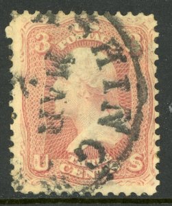 USA 1861 Washington 3¢ Rose Scott #65 VFU G188