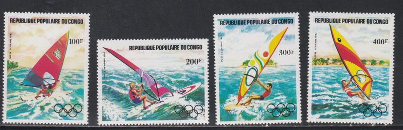 Congo Peoples Rep. # C305-308, C309, Wind Surfing, Mint NH,1/2 Cat.