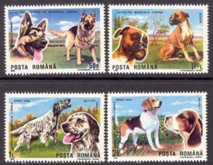 Romania 1990 Dog Show set Sc# 3610-17 NH