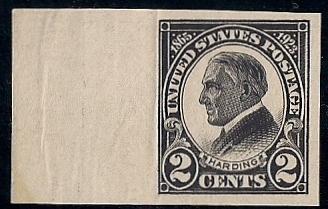 611 2 cent Harding Memorial Imperf Black Stamp mint OG NH VF