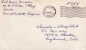 United States A.P.O.'s Soldier's Free Mail 1942 Camp Pickett, Va. [A.P.O. 3] ...