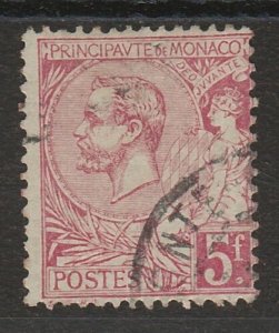 MONACO 1891 PRINCE ALBERT 5FR USED  