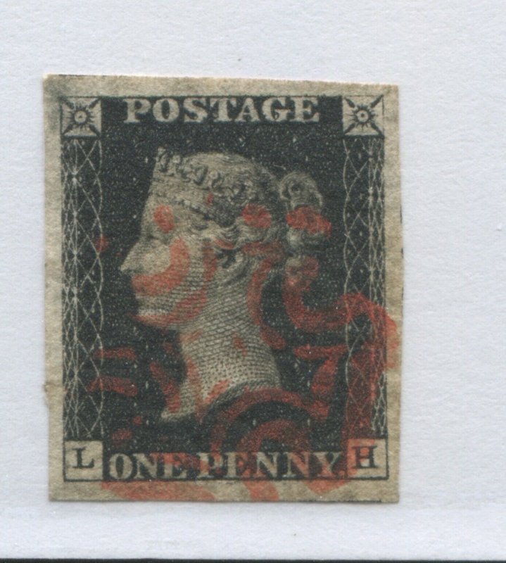 1840 Penny Black LH with 4 huge even margins nice red MX