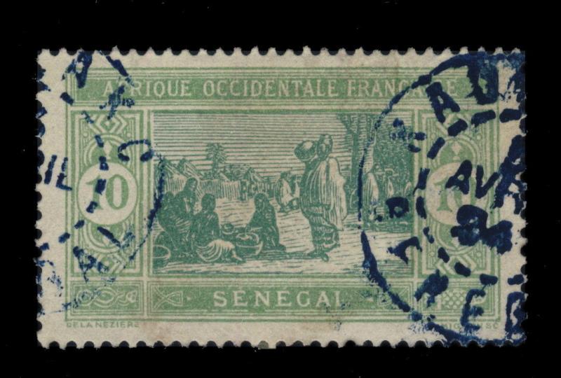 SÉNÉGAL - 1924 - CAD DOUBLE CERCLE ERRONÉ KAOLACK / SÉNÉGAL EN BLEU SUR N°73