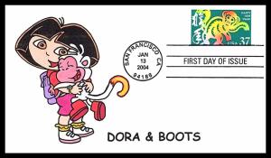 #3832 Chinese Year of the Monkey = Dora & Boots - PMW WAGNER HAND COLORED  On...