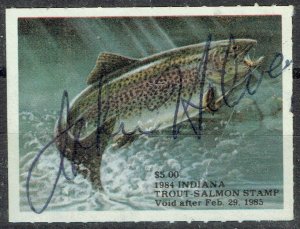 1984 $5  RAINBOW TROUT(INT-35) with DATE ERROR from IN TROUT & SALMON permit!!