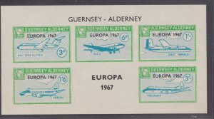 Guernsey -Alderney, Local Issues - Europa 1967 Overprints, Souvenir Sheet, NH