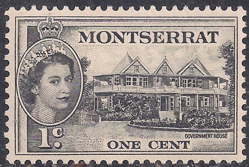 Montserrat 1953 - 63 QE2 1 ct Black Government House MM SG 137 ( J1150 )