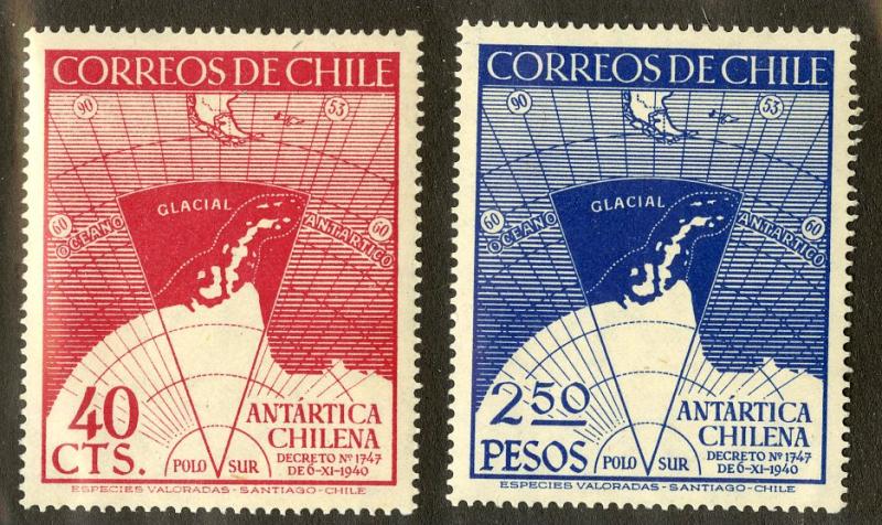 CHILE 247-248 MNH SCV $2.20 BIN $1.10 GEOGRAPHY