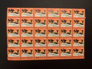 1933 WX69 Christmas Greetings Elves block of 30 Holiday Seals MNH, one seal sep