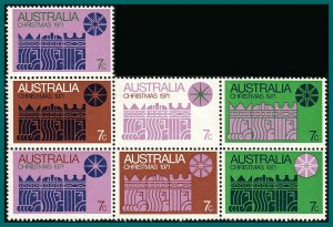 Australia 1971 Christmas, White Block of 7, MNH #508,SG498ba