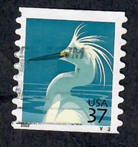 US #3829 Snowy Egret Used PNC Single plate #V3222