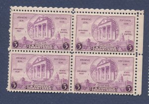 USA - Scott  782 - MNH Block - Arkansas - 1936