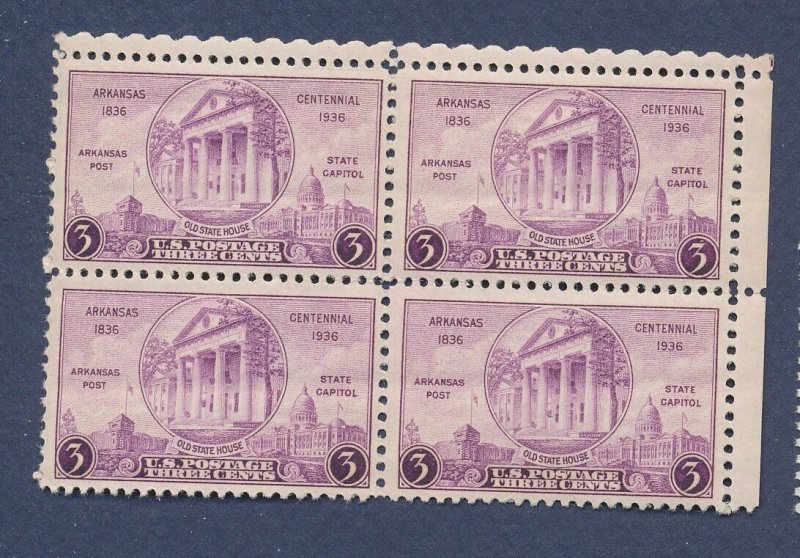 USA - Scott  782 - MNH Block - Arkansas - 1936