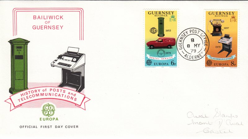 Guernsey Europa  FDC pmk Alderney