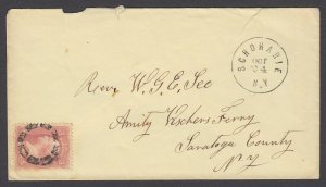 US Sc 65, FANCY Circular cancel of Schoharie NY on cover