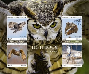 Central African Rep 2019 MNH Birds on Stamps Owls of World Great Grey Owl 4v M/S