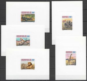 Uu0783 1973 Upper Volta Wild Animals Fauna Cardboard 5Bl Mnh