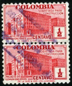 COLOMBIA #RA21, USED PAIR - 1945 - COLOMBIA003